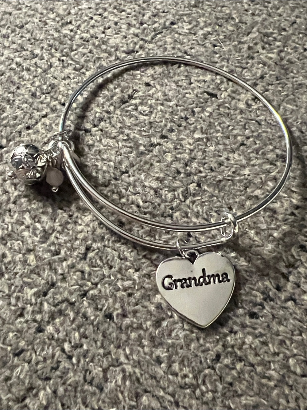 3/$18 Grandma Heart Charm Silver Bangle Bracelet Lot 530 NWOT